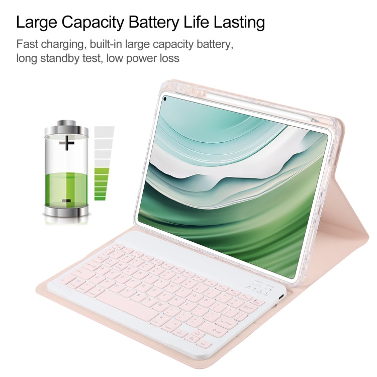 For Huawei MatePad Pro 11 2024 / 2022 Square Button Bluetooth Keyboard Rotatable Holder Leather Case(Rose Gold)