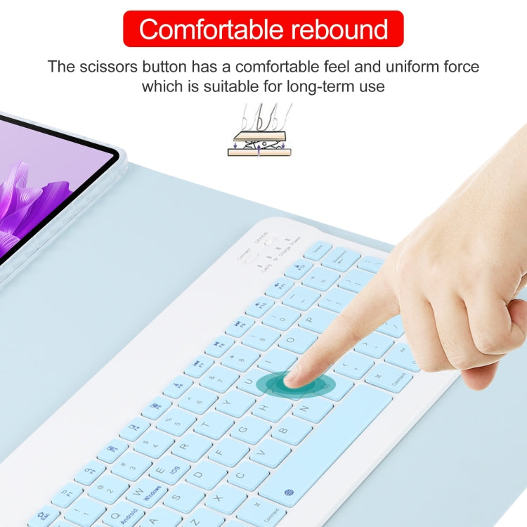 For Huawei MatePad Air 11.5 Square Button Bluetooth Keyboard Rotatable Holder Leather Case(Sky Blue)