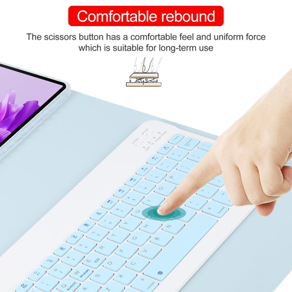 For Huawei MatePad Air 11.5 Square Button Bluetooth Keyboard Rotatable Holder Leather Case(Sky Blue)