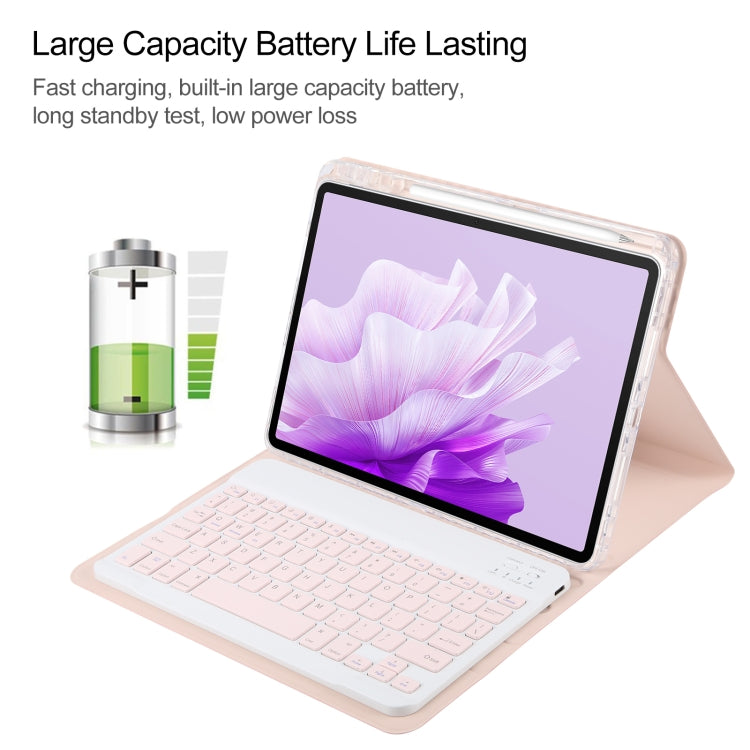 For Huawei MatePad Air 11.5 Square Button Bluetooth Keyboard Rotatable Holder Leather Case(Rose Gold)