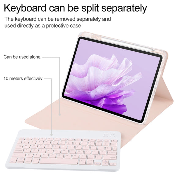 For Huawei MatePad Air 11.5 Square Button Bluetooth Keyboard Rotatable Holder Leather Case(Rose Gold)