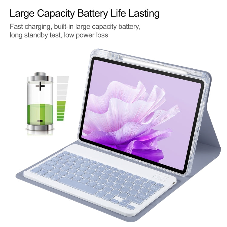 For Huawei MatePad Air 11.5 Square Button Bluetooth Keyboard Rotatable Holder Leather Case(Lavender Purple)