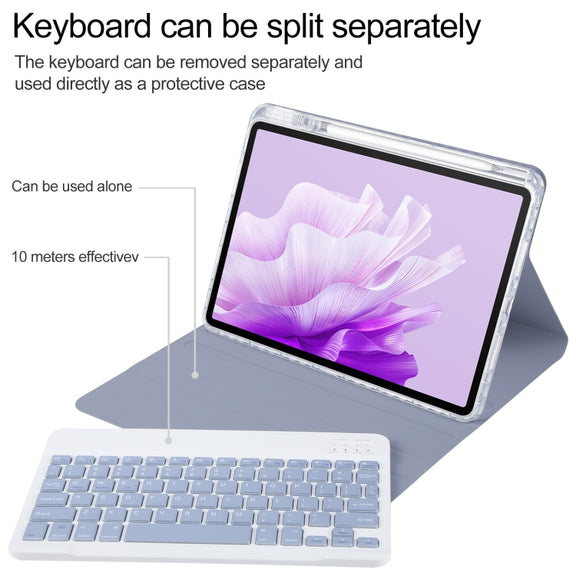 For Huawei MatePad Air 11.5 Square Button Bluetooth Keyboard Rotatable Holder Leather Case(Lavender Purple)