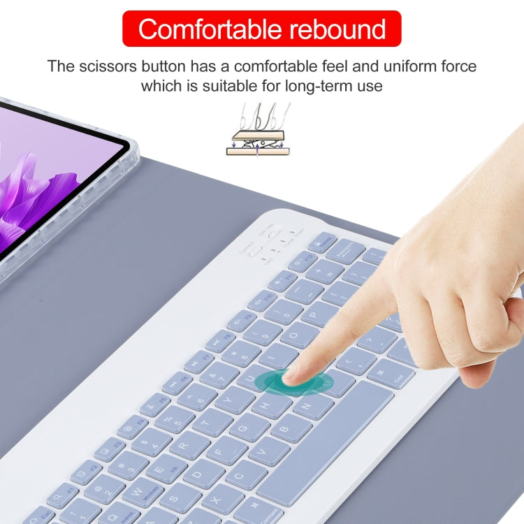 For Huawei MatePad Air 11.5 Square Button Bluetooth Keyboard Rotatable Holder Leather Case(Lavender Purple)