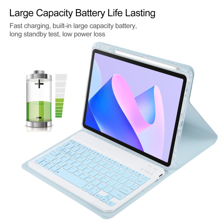 For Huawei MatePad 11 2023 / 2021 Square Button Bluetooth Keyboard Rotatable Holder Leather Case(Sky Blue)