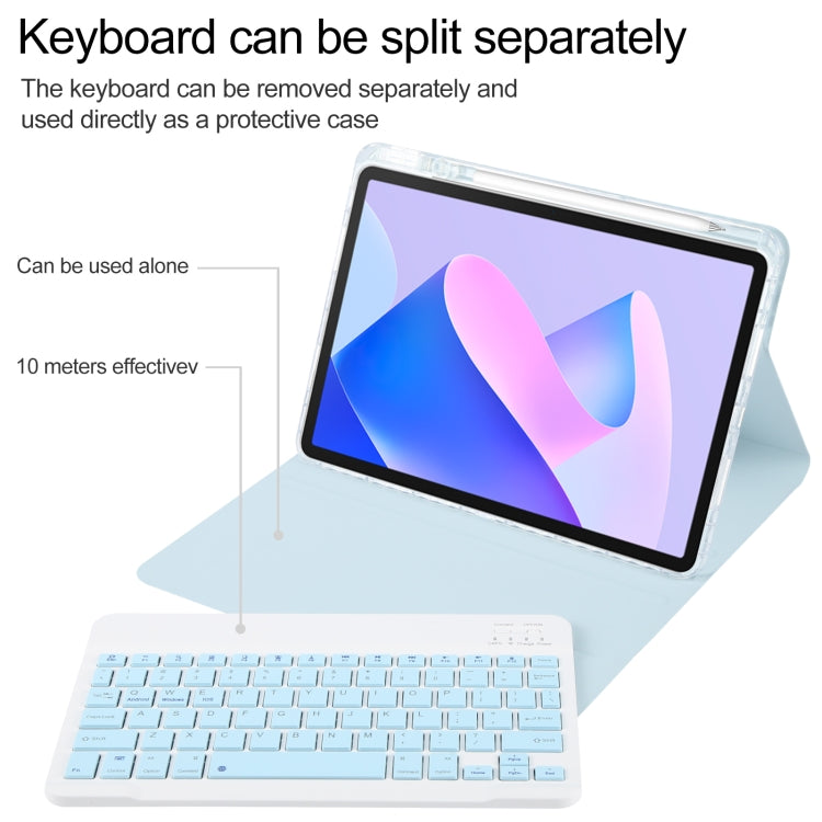 For Huawei MatePad 11 2023 / 2021 Square Button Bluetooth Keyboard Rotatable Holder Leather Case(Sky Blue)