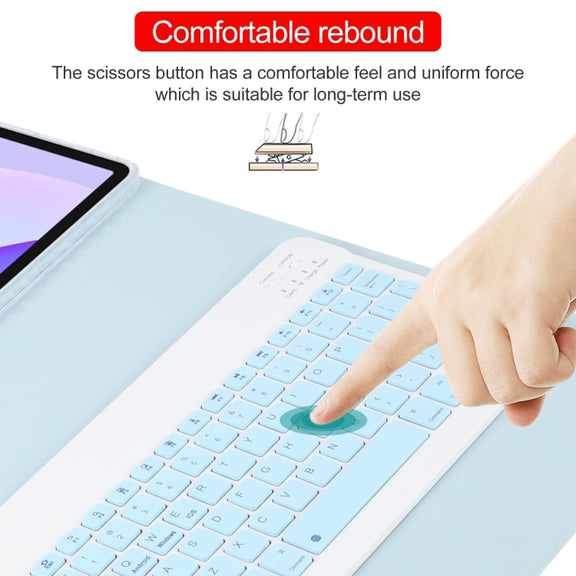 For Huawei MatePad 11 2023 / 2021 Square Button Bluetooth Keyboard Rotatable Holder Leather Case(Sky Blue)