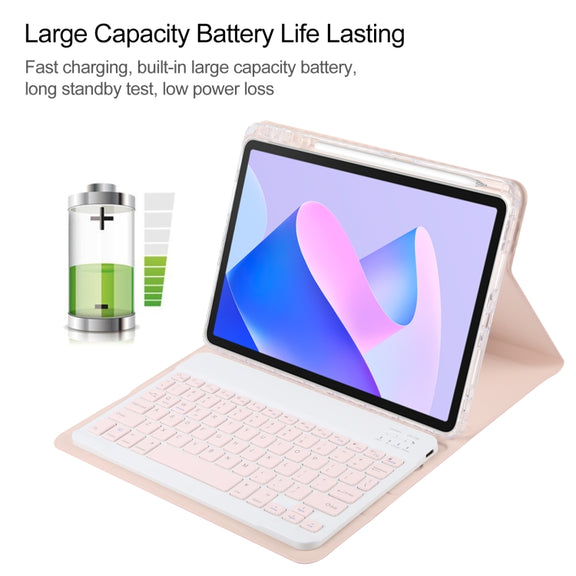 For Huawei MatePad 11 2023 / 2021 Square Button Bluetooth Keyboard Rotatable Holder Leather Case(Rose Gold)