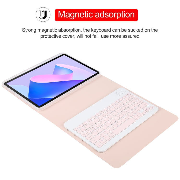 For Huawei MatePad 11 2023 / 2021 Square Button Bluetooth Keyboard Rotatable Holder Leather Case(Rose Gold)