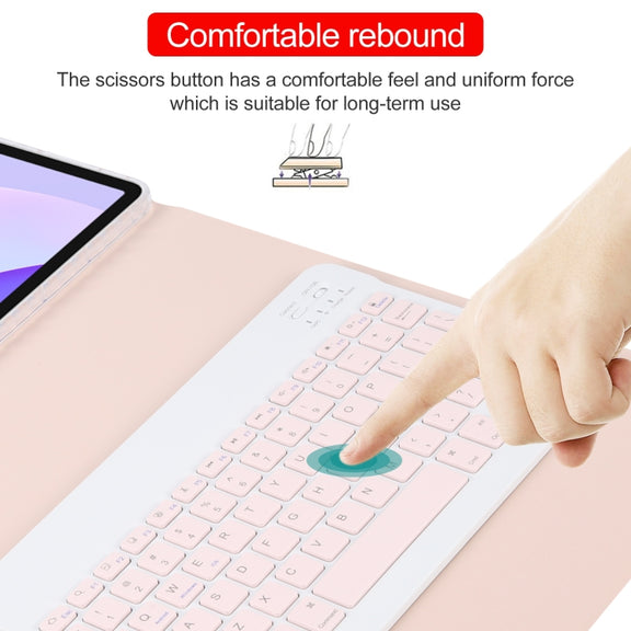 For Huawei MatePad 11 2023 / 2021 Square Button Bluetooth Keyboard Rotatable Holder Leather Case(Rose Gold)