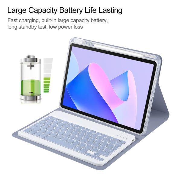 For Huawei MatePad 11 2023 / 2021 Square Button Bluetooth Keyboard Rotatable Holder Leather Case(Lavender Purple)