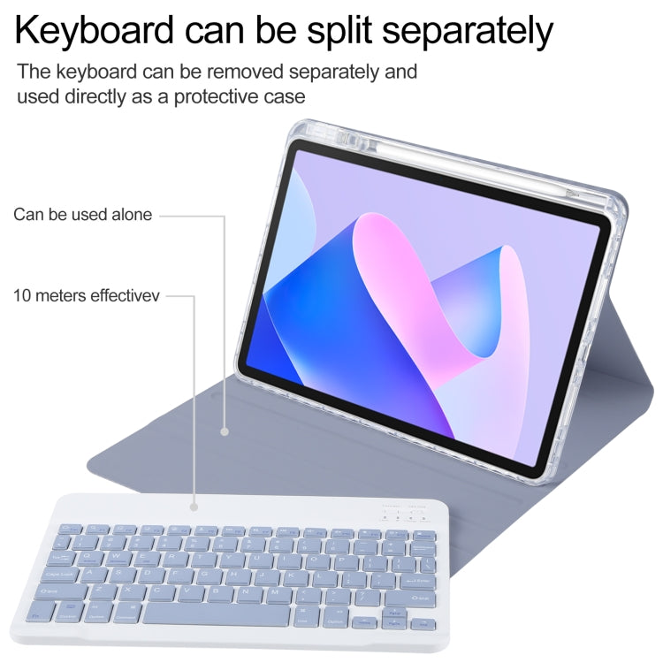 For Huawei MatePad 11 2023 / 2021 Square Button Bluetooth Keyboard Rotatable Holder Leather Case(Lavender Purple)
