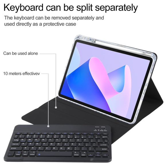 For Huawei MatePad 11 2023 / 2021 Square Button Bluetooth Keyboard Rotatable Holder Leather Case(Black)