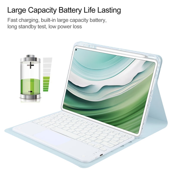 For Huawei MatePad Pro 11 2024 / 2022 Square Button Bluetooth Keyboard Rotatable Holder Leather Case with Touchpad(Sky Blue)