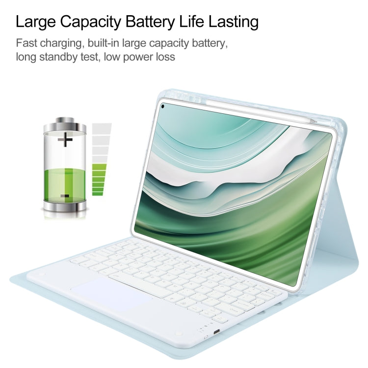 For Huawei MatePad Pro 11 2024 / 2022 Square Button Bluetooth Keyboard Rotatable Holder Leather Case with Touchpad(Sky Blue)