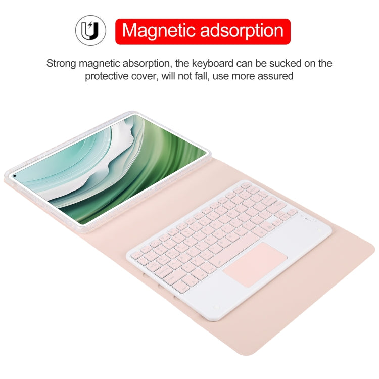 For Huawei MatePad Pro 11 2024 / 2022 Square Button Bluetooth Keyboard Rotatable Holder Leather Case with Touchpad(Rose Gold)
