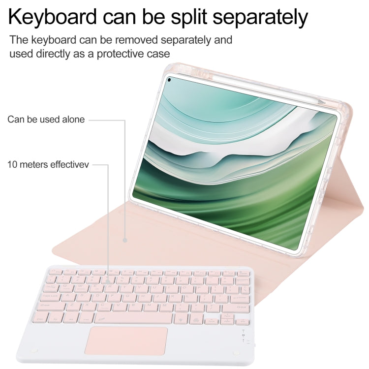 For Huawei MatePad Pro 11 2024 / 2022 Square Button Bluetooth Keyboard Rotatable Holder Leather Case with Touchpad(Rose Gold)
