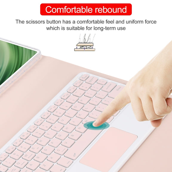 For Huawei MatePad Pro 11 2024 / 2022 Square Button Bluetooth Keyboard Rotatable Holder Leather Case with Touchpad(Rose Gold)