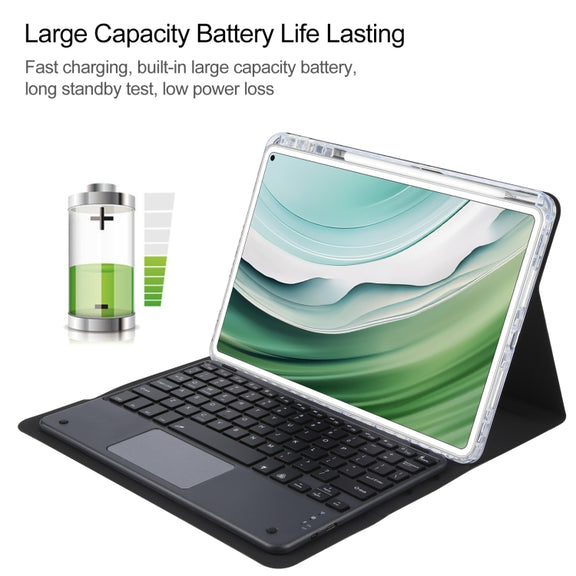 For Huawei MatePad Pro 11 2024 / 2022 Square Button Bluetooth Keyboard Rotatable Holder Leather Case with Touchpad(Black)