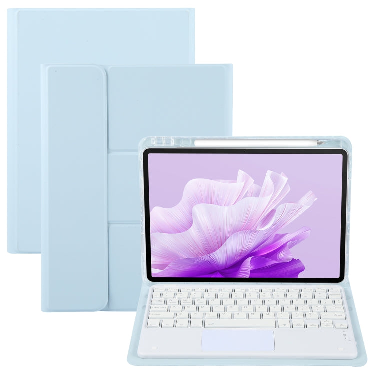 For Huawei MatePad Air 11.5 Square Button Bluetooth Keyboard Rotatable Holder Leather Case with Touchpad(Sky Blue)
