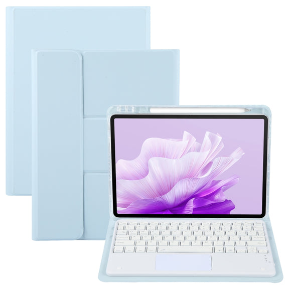 For Huawei MatePad Air 11.5 Square Button Bluetooth Keyboard Rotatable Holder Leather Case with Touchpad(Sky Blue)