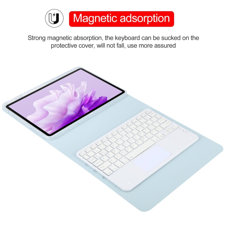 For Huawei MatePad Air 11.5 Square Button Bluetooth Keyboard Rotatable Holder Leather Case with Touchpad(Sky Blue)