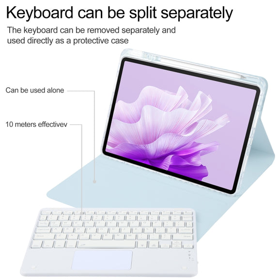 For Huawei MatePad Air 11.5 Square Button Bluetooth Keyboard Rotatable Holder Leather Case with Touchpad(Sky Blue)