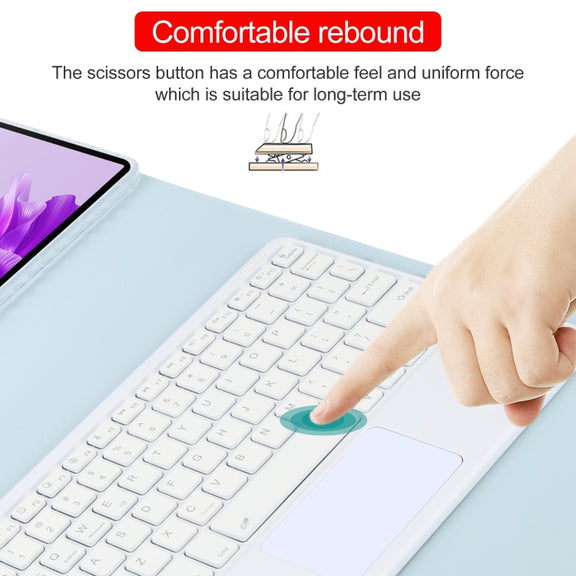 For Huawei MatePad Air 11.5 Square Button Bluetooth Keyboard Rotatable Holder Leather Case with Touchpad(Sky Blue)