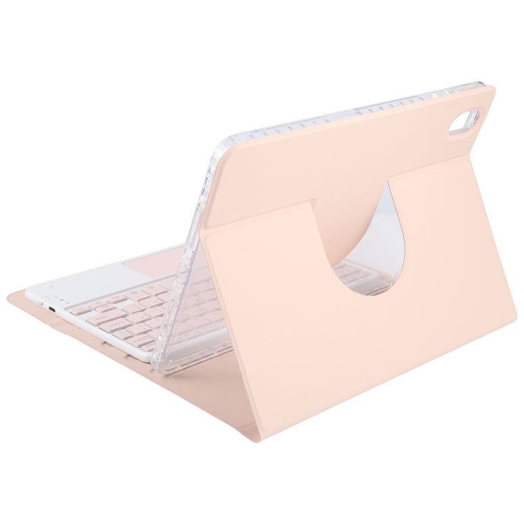 For Huawei MatePad Air 11.5 Square Button Bluetooth Keyboard Rotatable Holder Leather Case with Touchpad(Rose Gold)