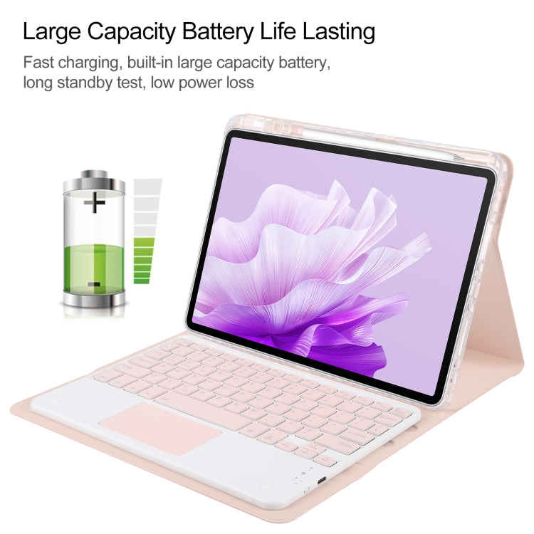 For Huawei MatePad Air 11.5 Square Button Bluetooth Keyboard Rotatable Holder Leather Case with Touchpad(Rose Gold)