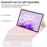 For Huawei MatePad Air 11.5 Square Button Bluetooth Keyboard Rotatable Holder Leather Case with Touchpad(Rose Gold)