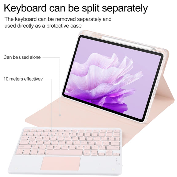 For Huawei MatePad Air 11.5 Square Button Bluetooth Keyboard Rotatable Holder Leather Case with Touchpad(Rose Gold)