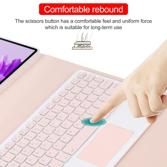 For Huawei MatePad Air 11.5 Square Button Bluetooth Keyboard Rotatable Holder Leather Case with Touchpad(Rose Gold)