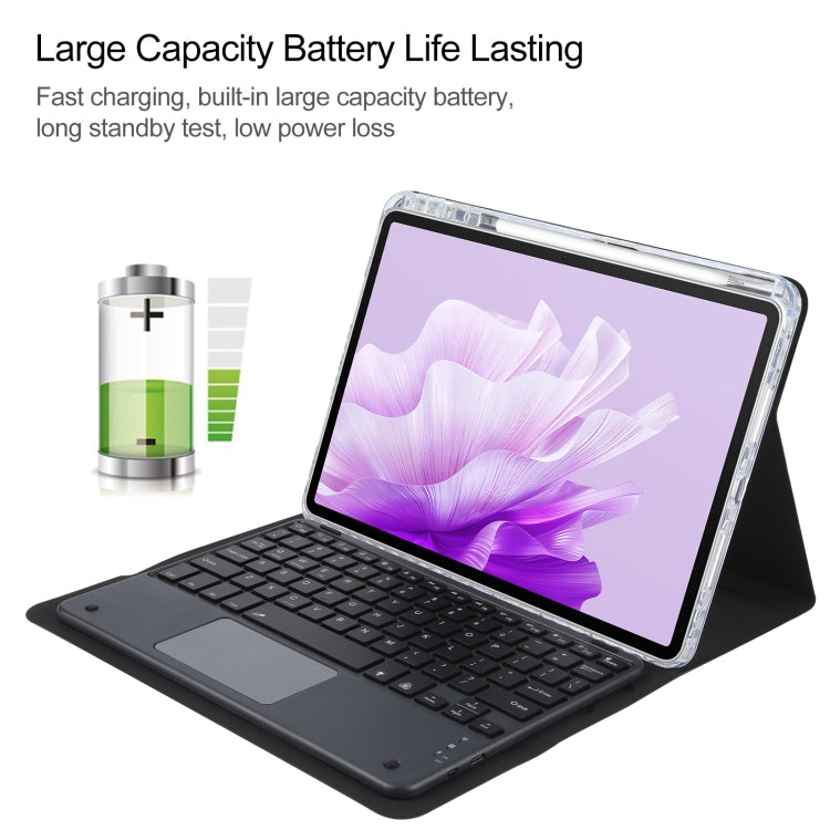 For Huawei MatePad Air 11.5 Square Button Bluetooth Keyboard Rotatable Holder Leather Case with Touchpad(Black)