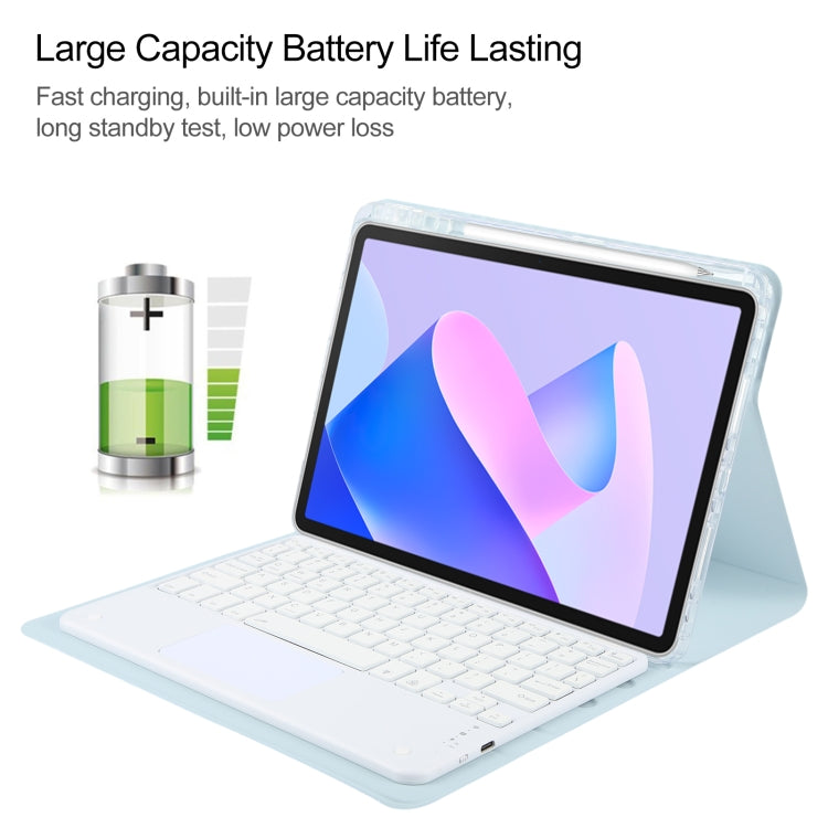 For Huawei MatePad 11 2023 / 2021 Square Button Bluetooth Keyboard Rotatable Holder Leather Case with Touchpad(Sky Blue)