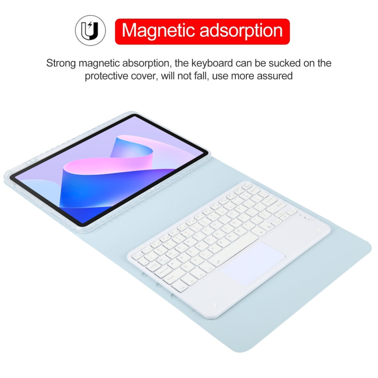 For Huawei MatePad 11 2023 / 2021 Square Button Bluetooth Keyboard Rotatable Holder Leather Case with Touchpad(Sky Blue)