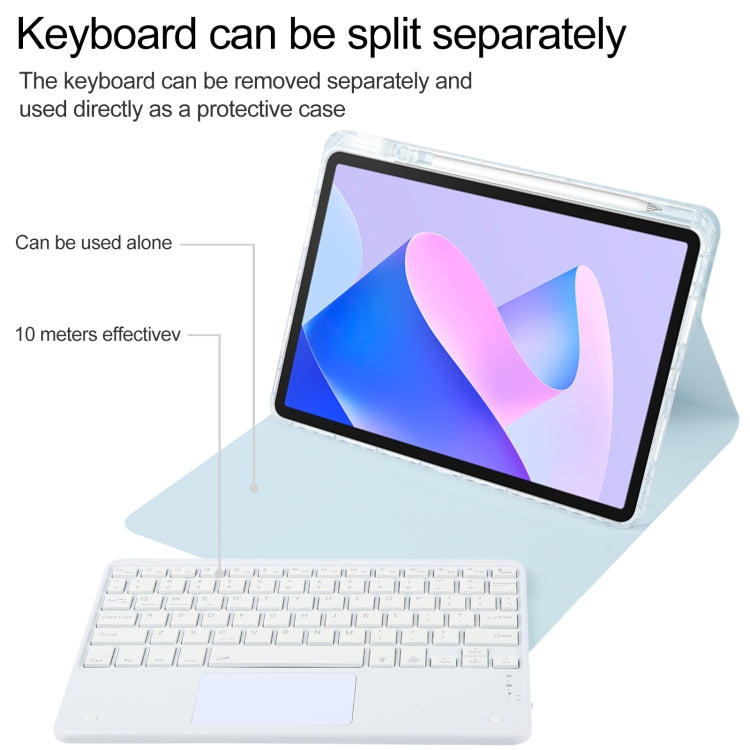 For Huawei MatePad 11 2023 / 2021 Square Button Bluetooth Keyboard Rotatable Holder Leather Case with Touchpad(Sky Blue)