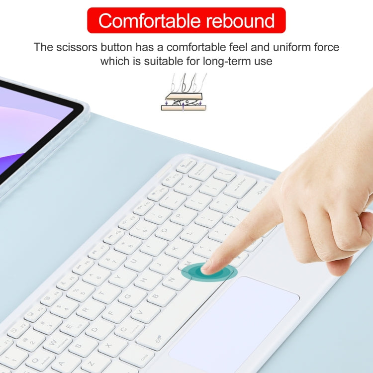 For Huawei MatePad 11 2023 / 2021 Square Button Bluetooth Keyboard Rotatable Holder Leather Case with Touchpad(Sky Blue)