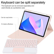 For Huawei MatePad 11 2023 / 2021 Square Button Bluetooth Keyboard Rotatable Holder Leather Case with Touchpad(Rose Gold)