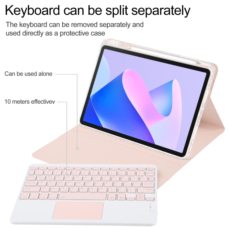 For Huawei MatePad 11 2023 / 2021 Square Button Bluetooth Keyboard Rotatable Holder Leather Case with Touchpad(Rose Gold)