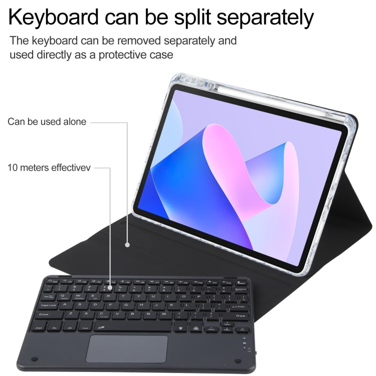 For Huawei MatePad 11 2023 / 2021 Square Button Bluetooth Keyboard Rotatable Holder Leather Case with Touchpad(Black)