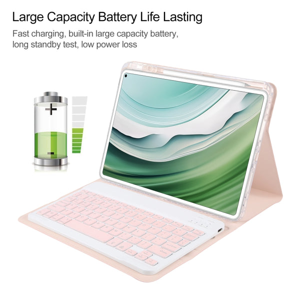 For Huawei MatePad Pro 11 2024 / 2022 Square Button Backlight Bluetooth Keyboard Rotatable Holder Leather Case(Rose Gold)
