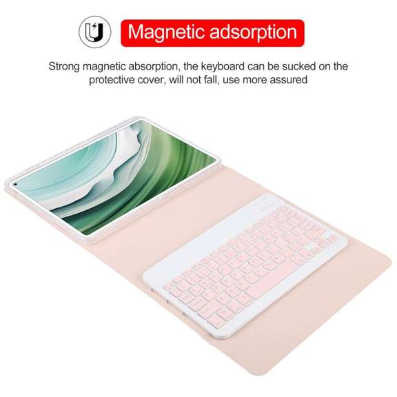 For Huawei MatePad Pro 11 2024 / 2022 Square Button Backlight Bluetooth Keyboard Rotatable Holder Leather Case(Rose Gold)