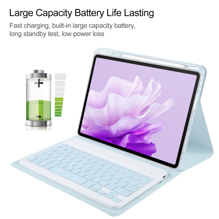 For Huawei MatePad Air 11.5 Square Button Backlight Bluetooth Keyboard Rotatable Holder Leather Case(Sky Blue)