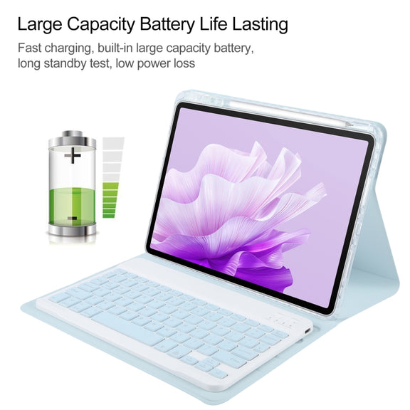 For Huawei MatePad Air 11.5 Square Button Backlight Bluetooth Keyboard Rotatable Holder Leather Case(Sky Blue)
