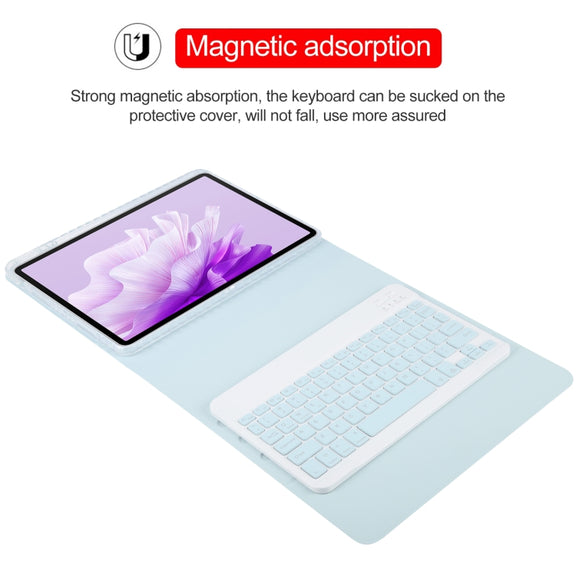 For Huawei MatePad Air 11.5 Square Button Backlight Bluetooth Keyboard Rotatable Holder Leather Case(Sky Blue)