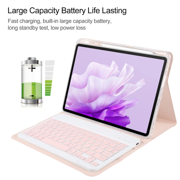 For Huawei MatePad Air 11.5 Square Button Backlight Bluetooth Keyboard Rotatable Holder Leather Case(Rose Gold)