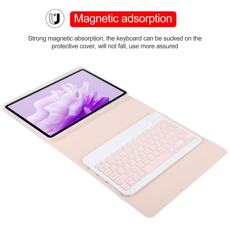 For Huawei MatePad Air 11.5 Square Button Backlight Bluetooth Keyboard Rotatable Holder Leather Case(Rose Gold)