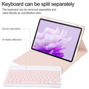 For Huawei MatePad Air 11.5 Square Button Backlight Bluetooth Keyboard Rotatable Holder Leather Case(Rose Gold)