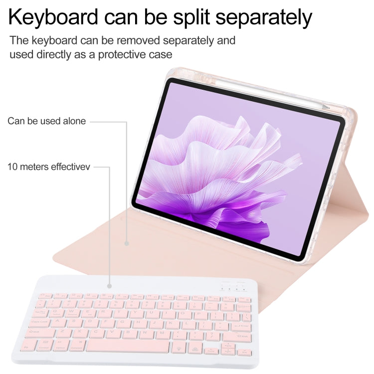For Huawei MatePad Air 11.5 Square Button Backlight Bluetooth Keyboard Rotatable Holder Leather Case(Rose Gold)
